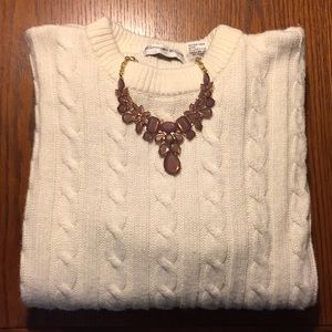 Off-White Ivory Creme Acrylic Cable Knit Sweater